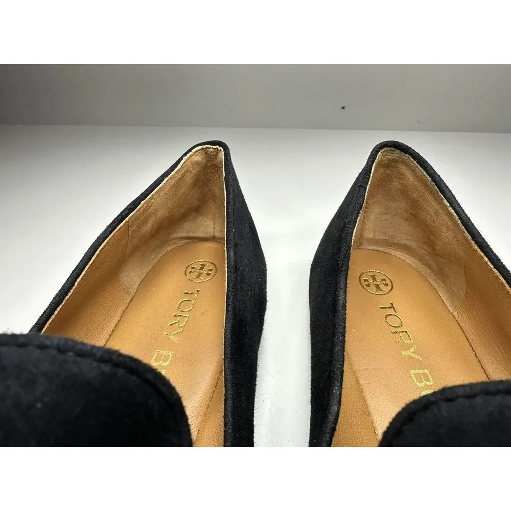 Tory Burch Womens Ruby Smoking Slippers Black Suede Womens Size 8M‎